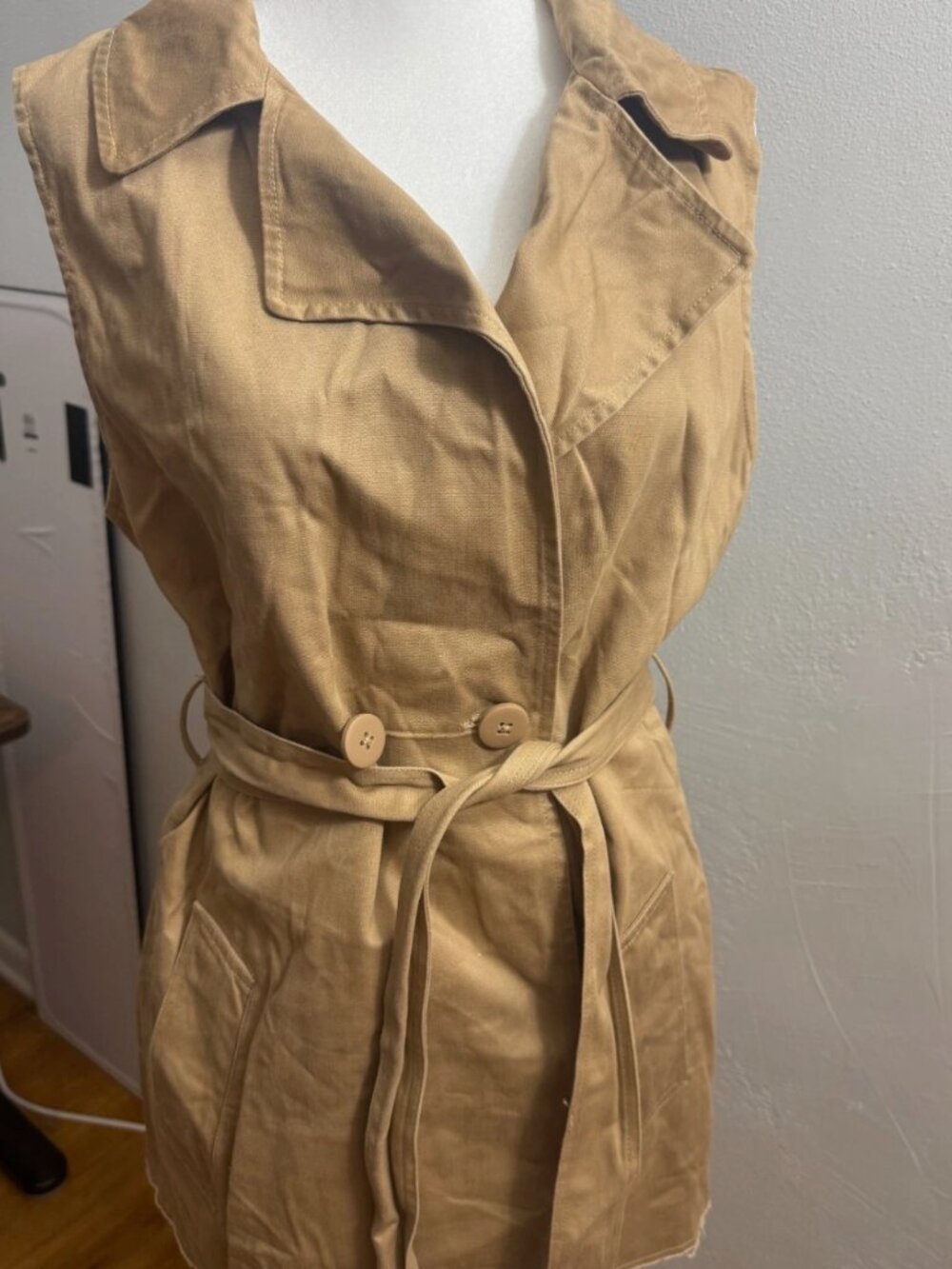 Armani Exchange L Beige Safari Vest Cotton Casual Comfortable